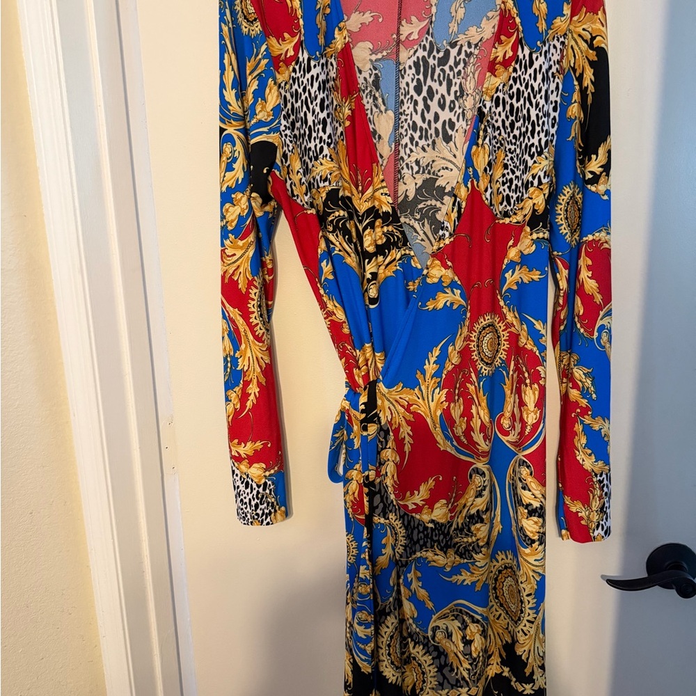 BOLD elements Red Blue Gold Baroque Maxi Dress - Picture 2 of 3